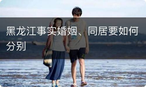 黑龙江事实婚姻、同居要如何分别