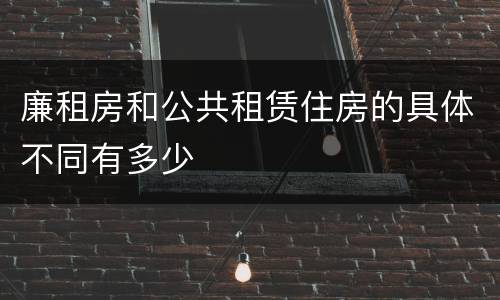 廉租房和公共租赁住房的具体不同有多少