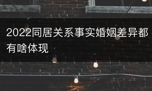 2022同居关系事实婚姻差异都有啥体现