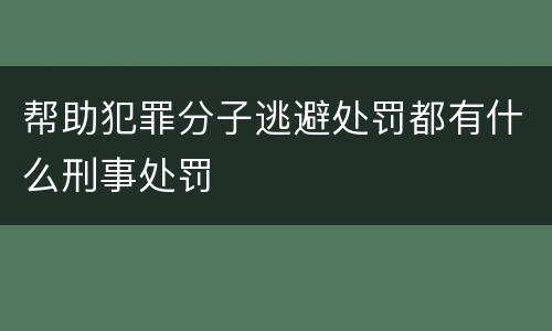 帮助犯罪分子逃避处罚都有什么刑事处罚