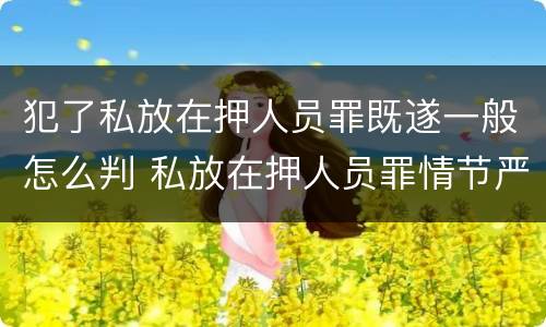 犯了私放在押人员罪既遂一般怎么判 私放在押人员罪情节严重