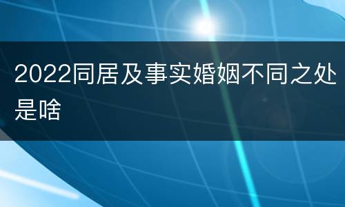 2022同居及事实婚姻不同之处是啥
