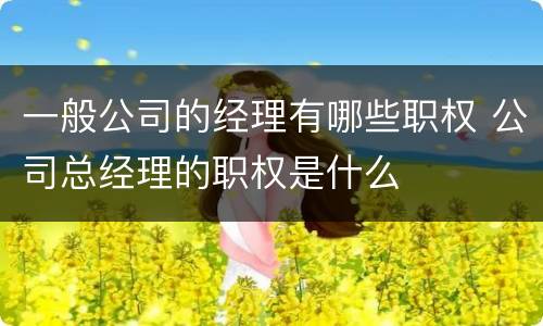 一般公司的经理有哪些职权 公司总经理的职权是什么