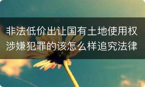非法低价出让国有土地使用权涉嫌犯罪的该怎么样追究法律责任
