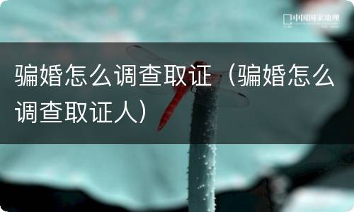 骗婚怎么调查取证（骗婚怎么调查取证人）