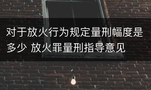 对于放火行为规定量刑幅度是多少 放火罪量刑指导意见