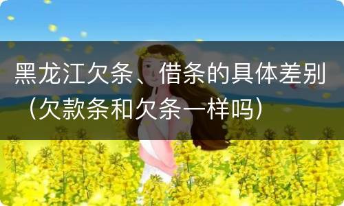 黑龙江欠条、借条的具体差别（欠款条和欠条一样吗）