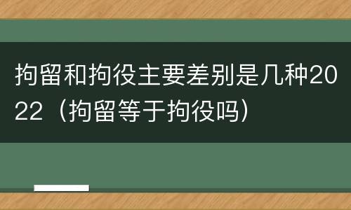 拘留和拘役主要差别是几种2022（拘留等于拘役吗）