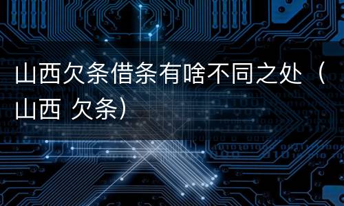 山西欠条借条有啥不同之处（山西 欠条）