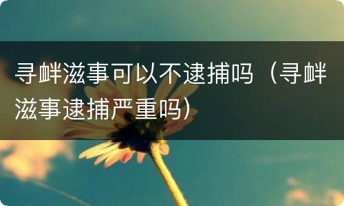 寻衅滋事可以不逮捕吗（寻衅滋事逮捕严重吗）