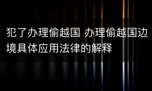 犯了办理偷越国 办理偷越国边境具体应用法律的解释