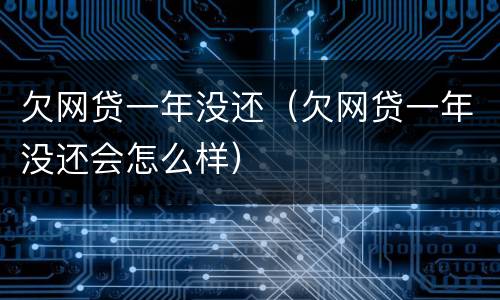 欠网贷一年没还（欠网贷一年没还会怎么样）