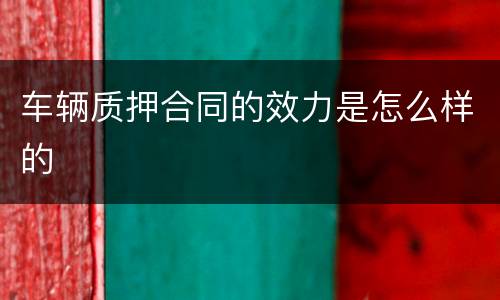 车辆质押合同的效力是怎么样的