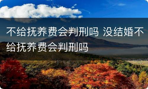 不给抚养费会判刑吗 没结婚不给抚养费会判刑吗