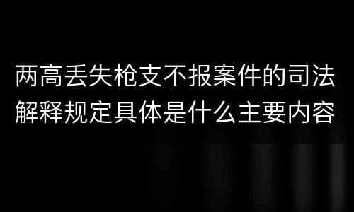 两高丢失枪支不报案件的司法解释规定具体是什么主要内容