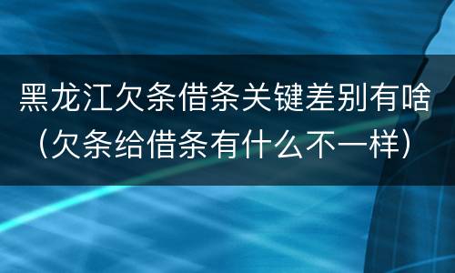 黑龙江欠条借条关键差别有啥（欠条给借条有什么不一样）