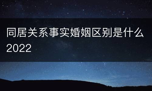 同居关系事实婚姻区别是什么2022