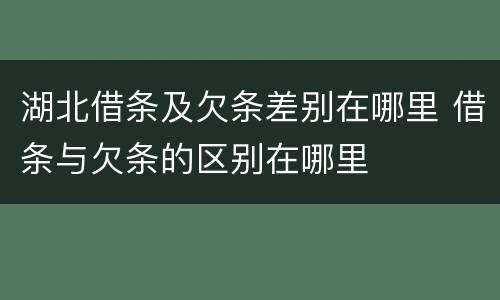 湖北借条及欠条差别在哪里 借条与欠条的区别在哪里