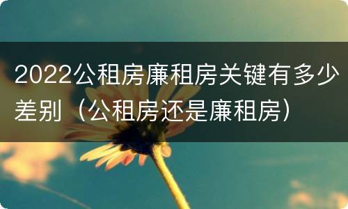 2022公租房廉租房关键有多少差别（公租房还是廉租房）