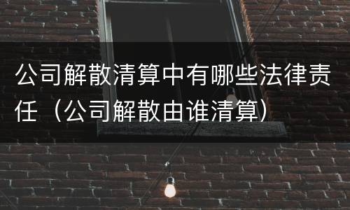 公司解散清算中有哪些法律责任（公司解散由谁清算）