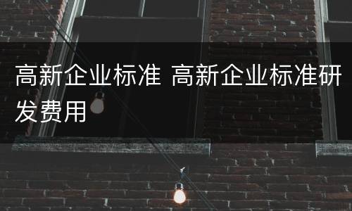 高新企业标准 高新企业标准研发费用