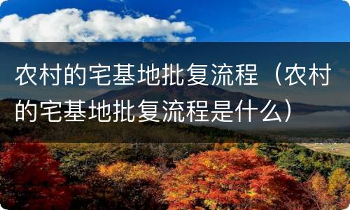 农村的宅基地批复流程（农村的宅基地批复流程是什么）