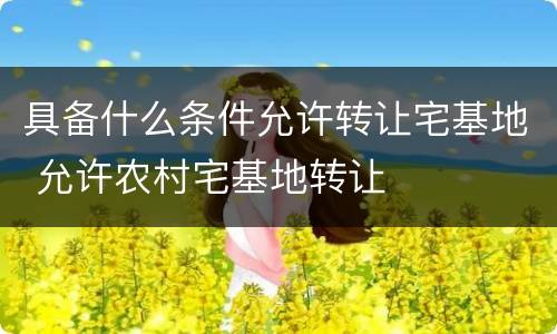 具备什么条件允许转让宅基地 允许农村宅基地转让