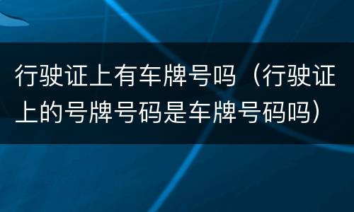 行驶证上有车牌号吗（行驶证上的号牌号码是车牌号码吗）