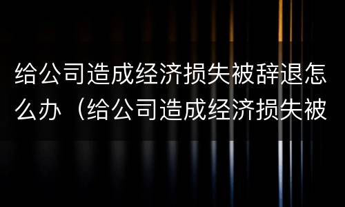 给公司造成经济损失被辞退怎么办（给公司造成经济损失被辞退怎么办理）