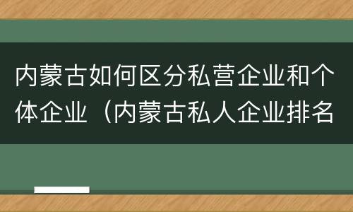 内蒙古如何区分私营企业和个体企业（内蒙古私人企业排名）