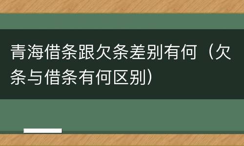 青海借条跟欠条差别有何（欠条与借条有何区别）