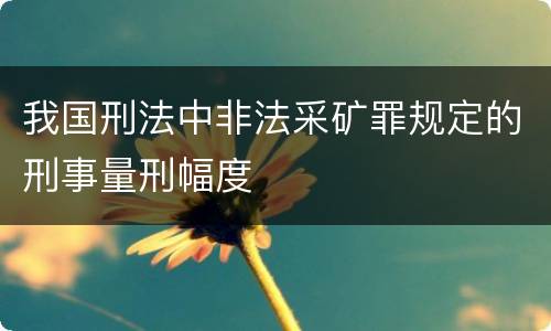 我国刑法中非法采矿罪规定的刑事量刑幅度