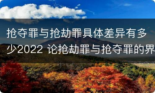 抢夺罪与抢劫罪具体差异有多少2022 论抢劫罪与抢夺罪的界限