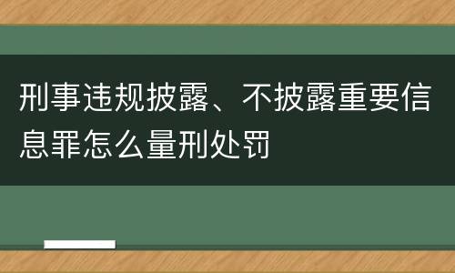刑事违规披露、不披露重要信息罪怎么量刑处罚
