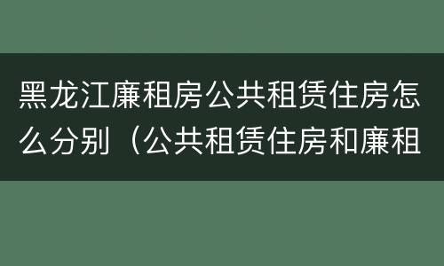 黑龙江廉租房公共租赁住房怎么分别（公共租赁住房和廉租房）