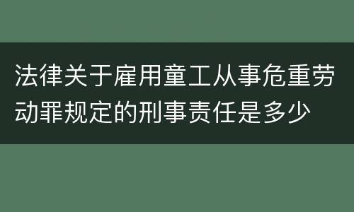法律关于雇用童工从事危重劳动罪规定的刑事责任是多少