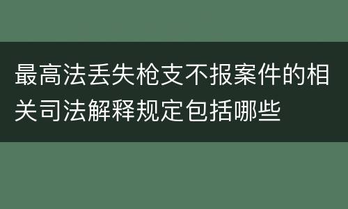 最高法丢失枪支不报案件的相关司法解释规定包括哪些
