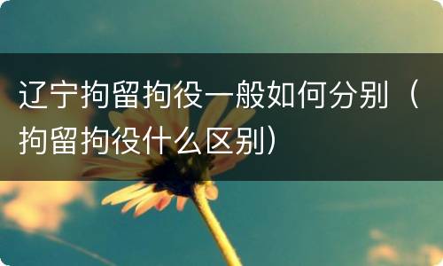 辽宁拘留拘役一般如何分别（拘留拘役什么区别）