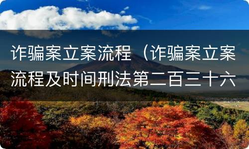 诈骗案立案流程（诈骗案立案流程及时间刑法第二百三十六条）
