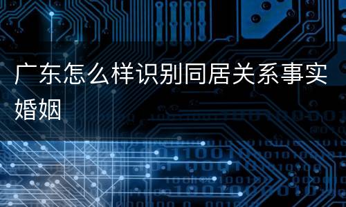 广东怎么样识别同居关系事实婚姻