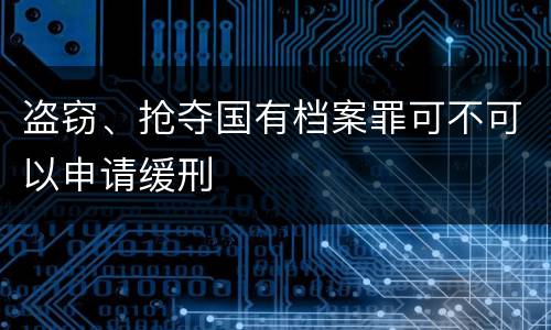 盗窃、抢夺国有档案罪可不可以申请缓刑