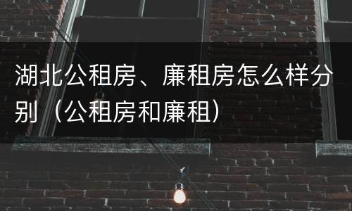 湖北公租房、廉租房怎么样分别(公租房和廉租)