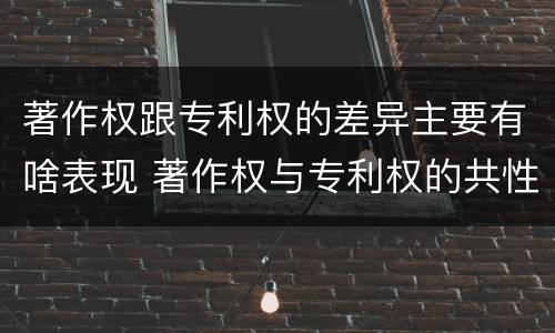 著作权跟专利权的差异主要有啥表现 著作权与专利权的共性有