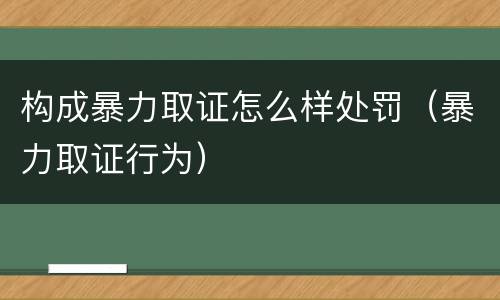 构成暴力取证怎么样处罚（暴力取证行为）