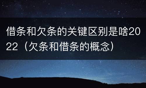 借条和欠条的关键区别是啥2022（欠条和借条的概念）