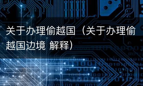 关于办理偷越国（关于办理偷越国边境 解释）