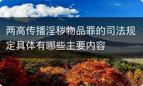 两高传播淫秽物品罪的司法规定具体有哪些主要内容