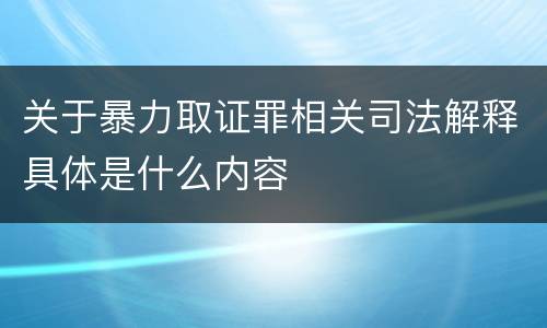 关于暴力取证罪相关司法解释具体是什么内容