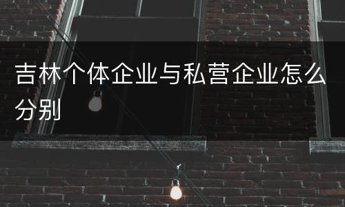 吉林个体企业与私营企业怎么分别