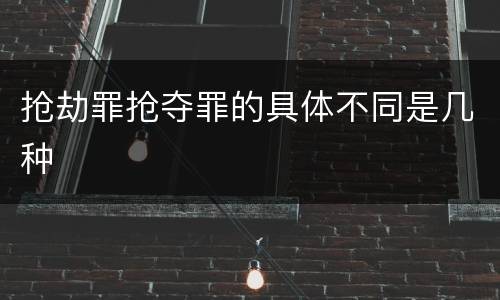 抢劫罪抢夺罪的具体不同是几种